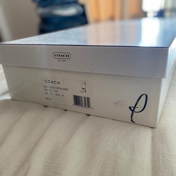 NIB Coach A7284 Suede Robynn Heeled Boots in Flint Goldtone Hardware Sz 9 $528 - Picture 8 of 10